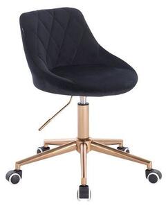 HR1054K Scaun Negru Catifea cu Bază Aurie