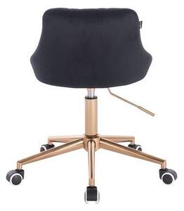 HR1054K Scaun Negru Catifea cu Bază Aurie