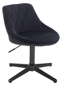 HR1054CROSS Scaun Neagră Catifea cu Bază Neagră
