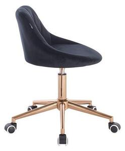 HR1054K Scaun Negru Catifea cu Bază Aurie