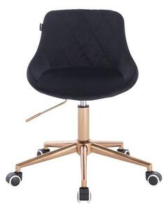 HR1054K Scaun Negru Catifea cu Bază Aurie