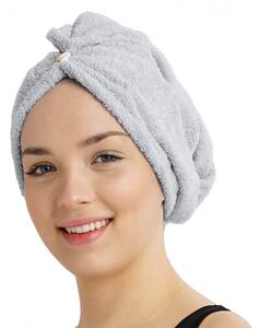 Turban pentru păr cu uscare rapidă, din frotir, gri deschis