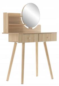 Set masuta de toaleta cu scaun si oglinda, 2 sertare, lemn, 80 x 40 x 120 cm