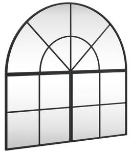 Oglindă de perete, negru, 80x80 cm, arcuită, fier