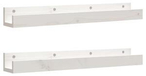 Rafturi de perete, 2 buc., alb, 80x12x9 cm, lemn masiv de pin