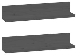 Rafturi de perete, 2 buc., negru, 50x11x9 cm, lemn masiv de pin