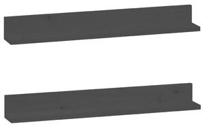 Rafturi de perete, 2 buc., negru, 80x11x9 cm, lemn masiv de pin
