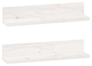Rafturi de perete, 2 buc., alb, 50x11x9 cm, lemn masiv de pin