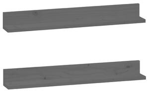 Rafturi de perete, 2 buc., gri, 80x11x9 cm, lemn masiv de pin