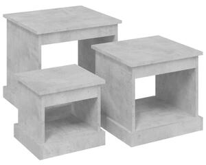 Mese suprapuse, 3 buc., gri beton, lemn prelucrat