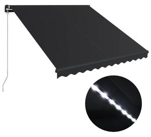 Copertină retractabilă manual cu LED, antracit, 350 x 250 cm