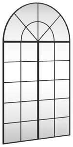 Oglindă de perete, negru, 80x140 cm, arcuită, fier