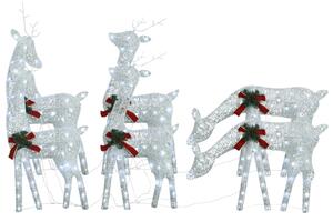 Reni de Crăciun, 6 buc., alb și alb rece, plasă