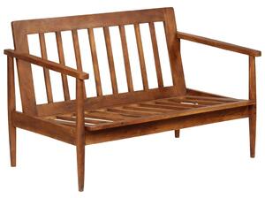 Set canapele, 2 piese, maro, piele naturală/lemn masiv acacia