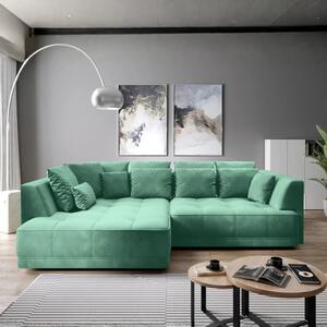 Coltar TIGA, sezlong stanga, stofa catifelata verde - Riviera 34, cu r
