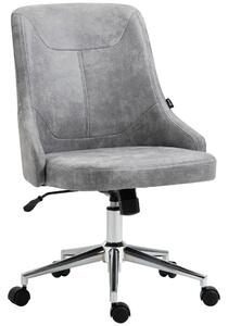 Vinsetto Scaun de birou cu spatar, scaun de lucru reglabil pe inaltime cu functie de rotire si inclinare la 360 de grade, gri deschis