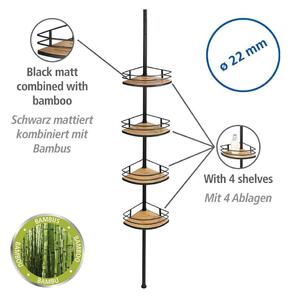 Raft de colț telescopic de colț pentru baie negru mat din bambus Dolcedo – Wenko