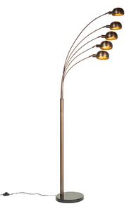 Lampă de podea de design bronz închis cu auriu 5 lumini - Sixties Marmo