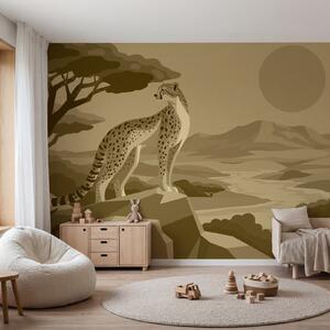 Fototapet Ghepard stând pe o stâncă, Fototapet animale, Fototapet populare, t01040v2 - Tapeko.ro