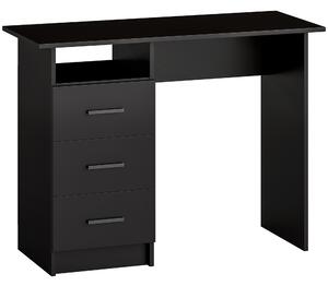 HOMCOM Birou Modern din Lemn cu 3 Sertare și Raft Deschis, 100x40x75 cm, Negru și Maro | Aosom Romania