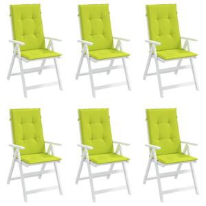 Perne scaun cu spătar înalt, 6 buc., verde, 120x50x3 cm, textil