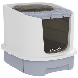 PawHut Litieră Închisă pentru Pisici cu 2 Uși și Tavă Detașabilă, 40,5x52,5x42,5 cm, Gri | Aosom Romania