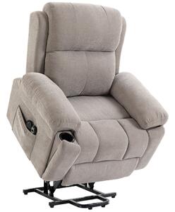 HOMCOM Fotoliu recliner electric cu ridicare, încălzire și masaj în 8 puncte, din chenille, 2 telecomenzi, bej | Aosom Romania