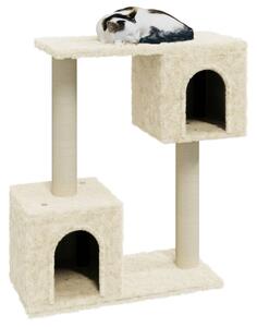 Ansamblu pisici cu stâlpi din funie de sisal, crem, 60 cm