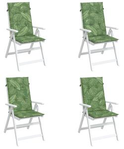 Perne de scaun spătar înalt, 4 buc., model frunze, textil