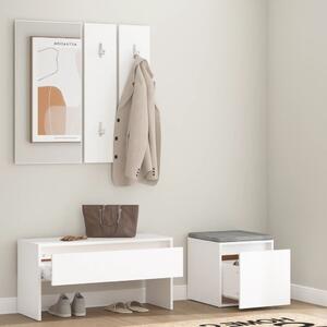 Set de mobilier pentru hol, alb, lemn prelucrat
