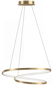 HOMCOM Lampă suspendată LED 38W cu 2 inele și 3 temperaturi de culoare, 3000-6500K, înălțime reglabilă, auriu | Aosom Romania