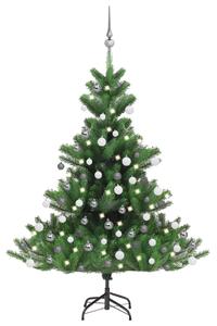 Pom Crăciun artificial brad Nordmann LED&globuri verde, 120 cm