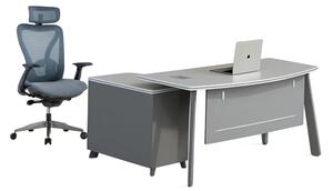 Set Velaris & Norvex - Birou cu dulap lateral si Scaun de birou ergonomic cu suport lombar reglabil