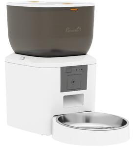 PawHut Distribuitor Automat de Hrană pentru Pisici și Câini 4L, WiFi 2,4G, Control din Aplicație cu Cameră, Bol, Alb | Aosom Romania