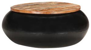 Măsuță de cafea, negru, 68x68x30 cm, lemn masiv reciclat