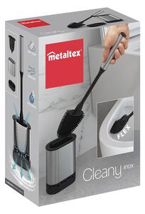Perie de WC gri închis din oțel inoxidabil Cleany – Metaltex