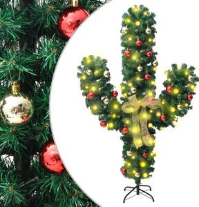 Cactus de Crăciun cu suport și LED, verde, 180 cm, PVC