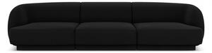 Canapea modulara Miley cu 3 locuri si tapiterie din catifea, negru