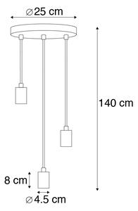 Lampă suspendată industrială inteligentă neagră cu Wifi G95 3 lumini - Facil