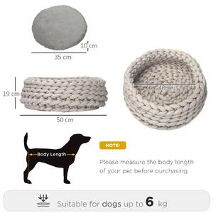 PawHut Culcuș Rotund Confortabil pentru Animale de Companie, Design Împletit, Ideal pentru Pisici și Câini Mici, Φ50x19cm | Aosom Romania