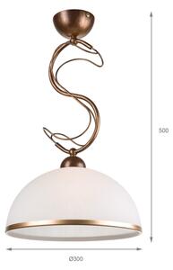 Lampă suspendată pe tijă COBRA 1xE27/60W/230V, diam. 30 cm, bronz/patină