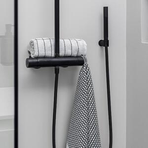 Covoraș de baie negru-alb din material textil 50x80 cm Grid – Mette Ditmer Denmark
