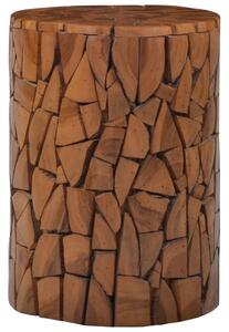 Taburet mozaic, maro, lemn masiv de tec