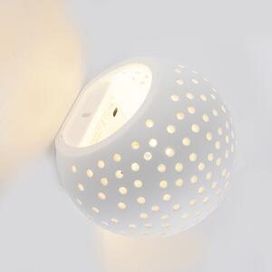 Lampă de perete sferică vintage tencuială albă - Blur