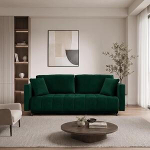 Canapea extensibila ALDO 3L, stofa catifelata verde - Monolith 37, cu