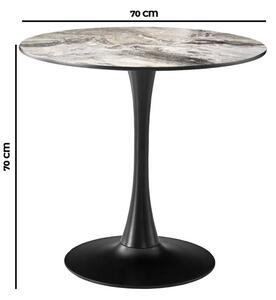 Masa 2HOME stil Tulip rotunda,Marble Arena, picior fix, 70*70cm