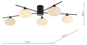 Där Lighting JAS5422 - Lustru aplicat JASPER 5xG9/25W/230V, negru