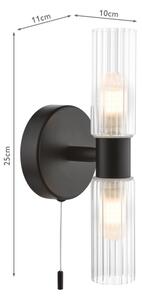 Där Lighting BOL0922 - Aplica de perete pentru baie BOLTON 2xG9/5W/230V IP44 neagră