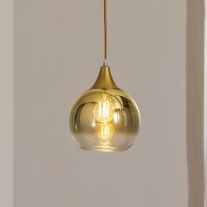 Eko-Light Lampă suspendată Monte din sticlă, 1 bec, auriu, reglabil, Auriu / Alamă, Camera de zi / sufragerie, Sticlă, Modern
