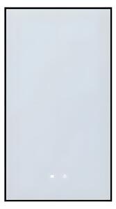 Oglinda Baie J1582 50cm x 90cm, Rama Aluminiu Negru Mat, cu Lumina Led si Functie Dezaburire